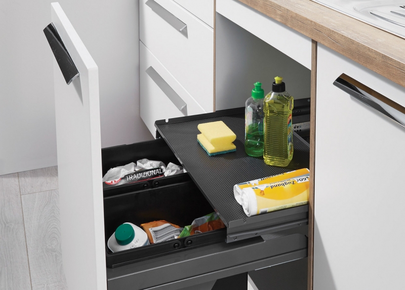 Under sink storage and under sink kitchen bins